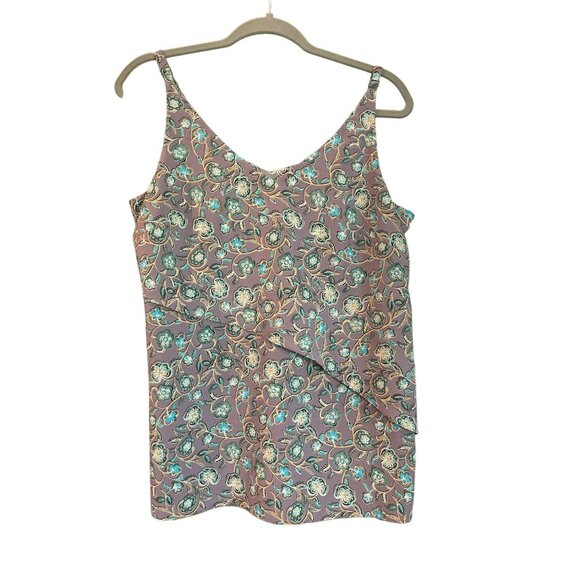 CAbi Purple Floral Scrollwork Layered Cami Tank Top Size Medium Blouse 3453 - Picture 2 of 4